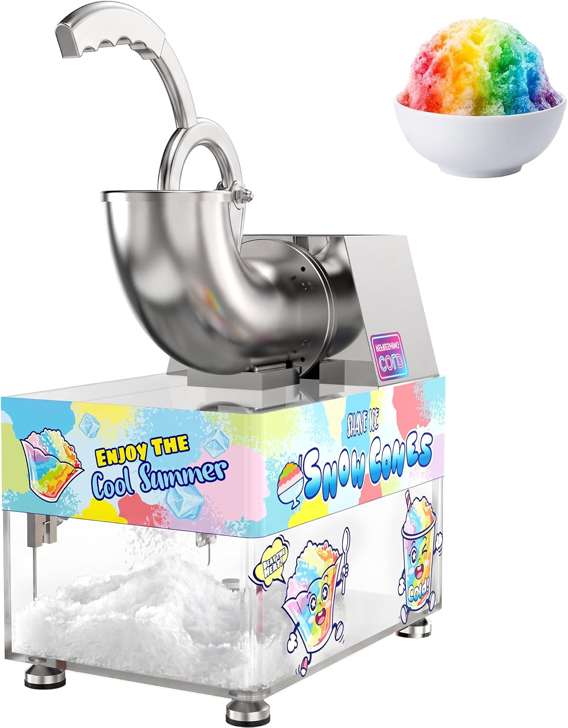 Snow Cone Machine - Electric Ice Shaver for Home, Fast Ice Crusher with Stainless Steel Blades,Easy One-Button Operation,Perfect for Kids,Parties and Summer Drinks