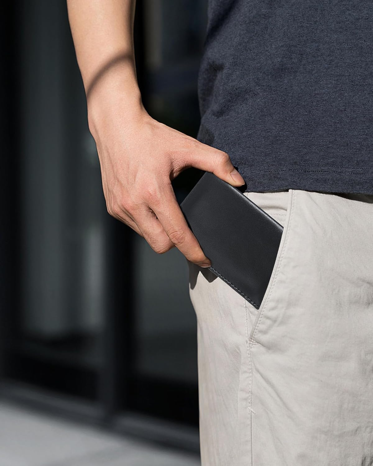 Business Card Holder for Desk & Business Card Case Pocket Wallet,PU Leather Business Card Holder For Desktop Display Stand and Carry-on Two Functions (Black) - Image 5