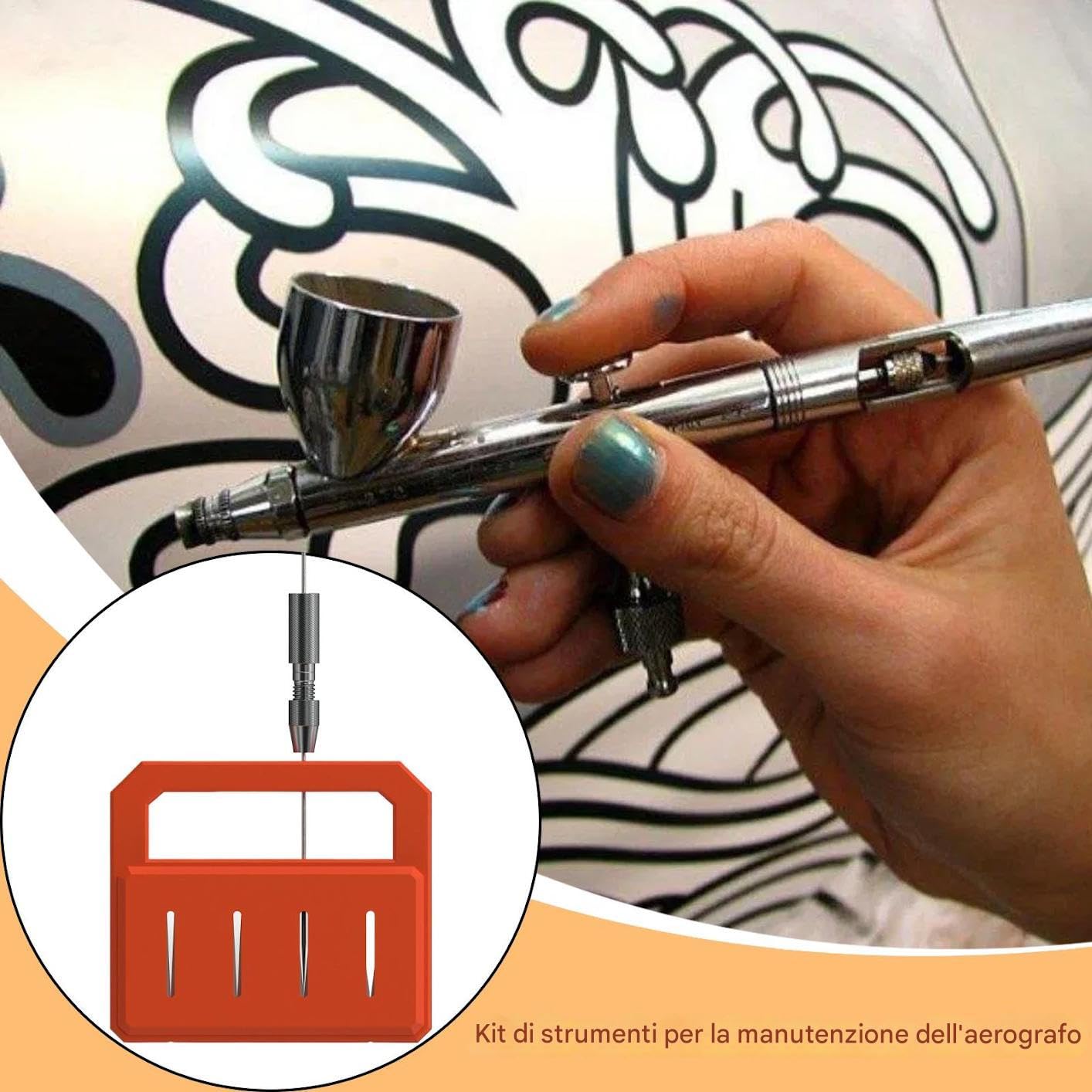 Kit Di Strumenti Di Manutenzione 'aerografo, Portatile E Facile Da Usare, 8.15x7.16 Cm, Pennello Per Aria Per Attrezzi Ad Ago, Aerografo Per Attrezzi Per Restauratore, Utilizzo Multiuso, Per Desig