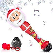ArtCreativity Light Up Christmas Santa Bubble Wand for Kids, Xmas Gifts for Grandkids, 14" Bubble Blower with Light & Sound, Bubbles for Kids, Christmas Goodie Bag Stocking Stuffers for Toddlers