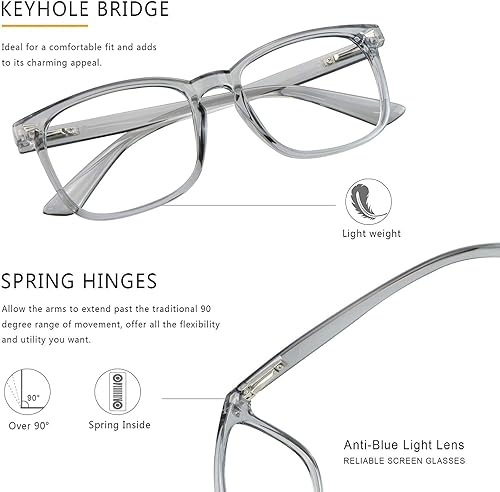 Miniatura 2 de LAMBBAA Gafas presbiópicas multifocales vintage cuadradas progresivas, gafas anti luz azul para hombres, mujeres lectores