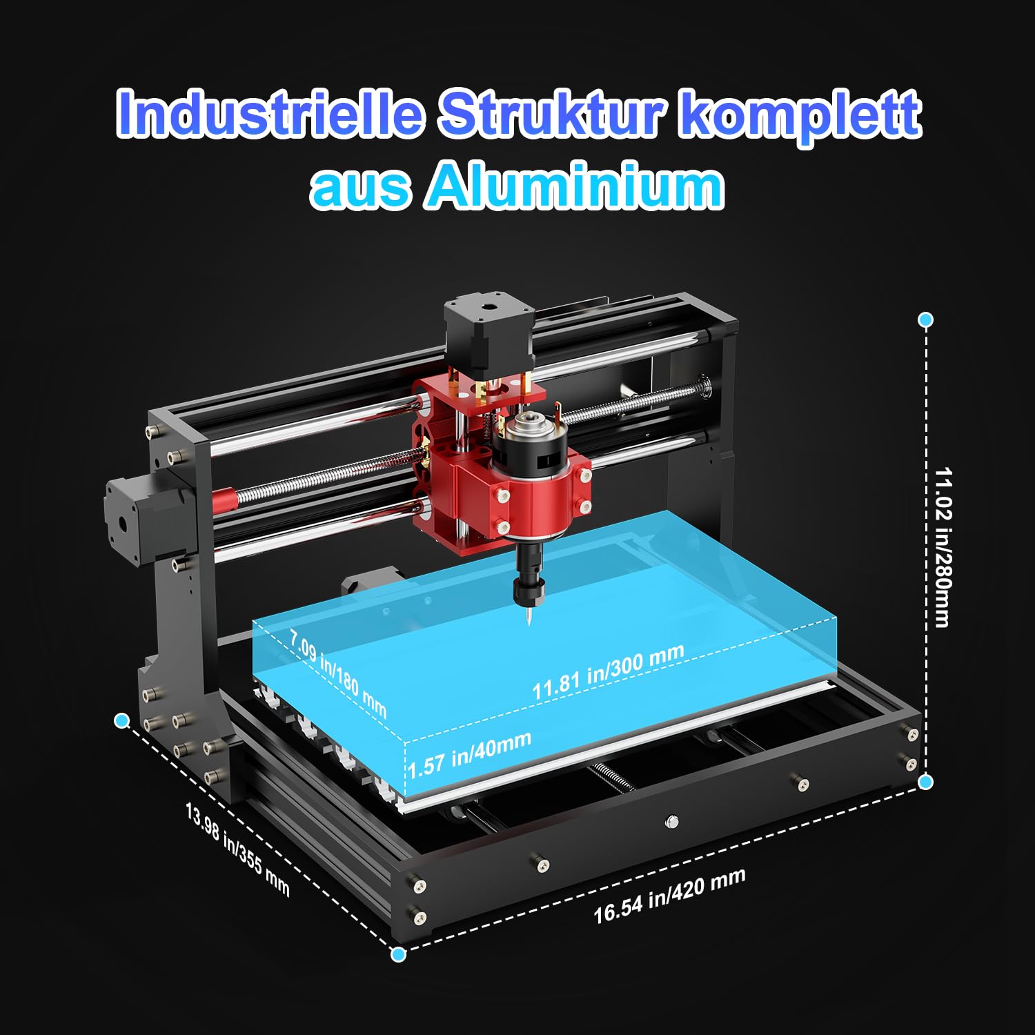 Twotrees TTC 3018 Pro CNC Fräsmaschine, Upgraded 3-Achsen Desktop Graviermaschine Ganzmetall für Holz/Acryl/MDF/Nylon/PCB, GRBL-Gesteuert, Holzschnitzen, Fräsen Gravieren, 300x180x40mm Arbeitsbereich