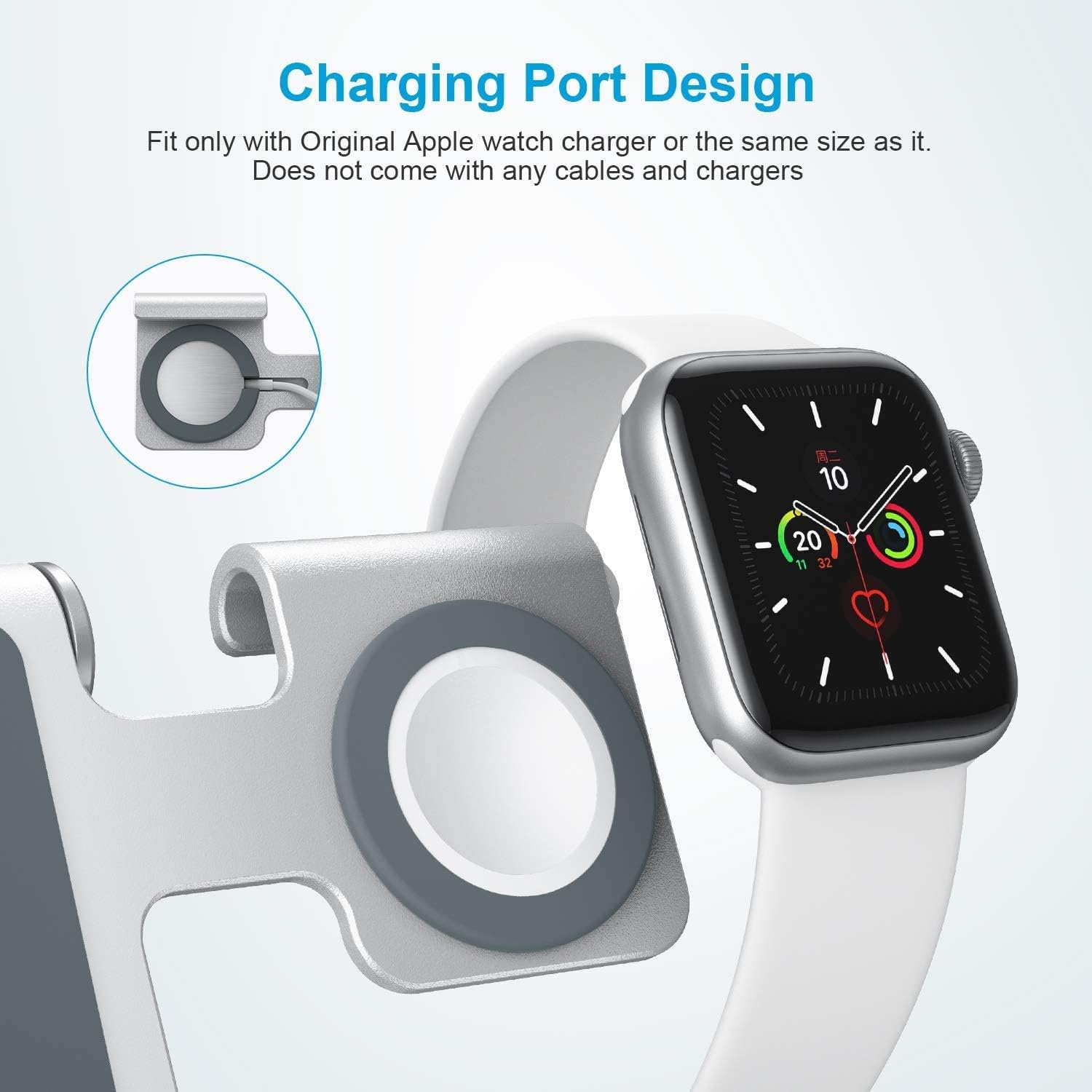 OMOTON Stand Compatible with Phone and Watch, Silver