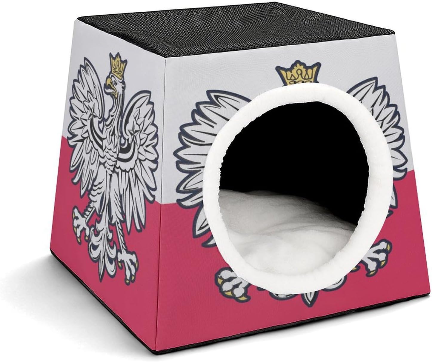 Generic Polish Flag Cat House for Indoor with Spacious Cat Nest, style-2-4-1