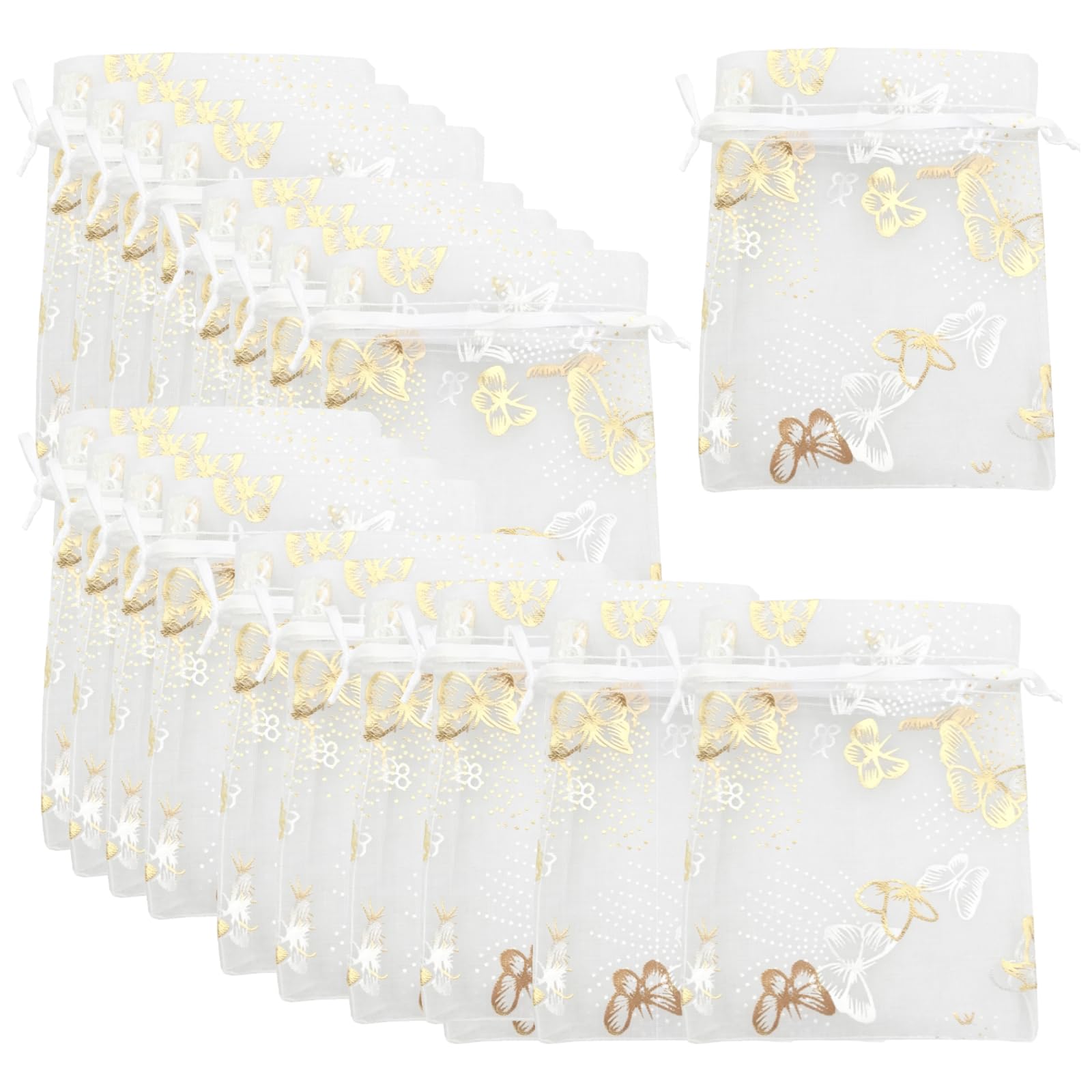 Bolsas de organza con mariposas coloridas transparentes para joyas y fiestas