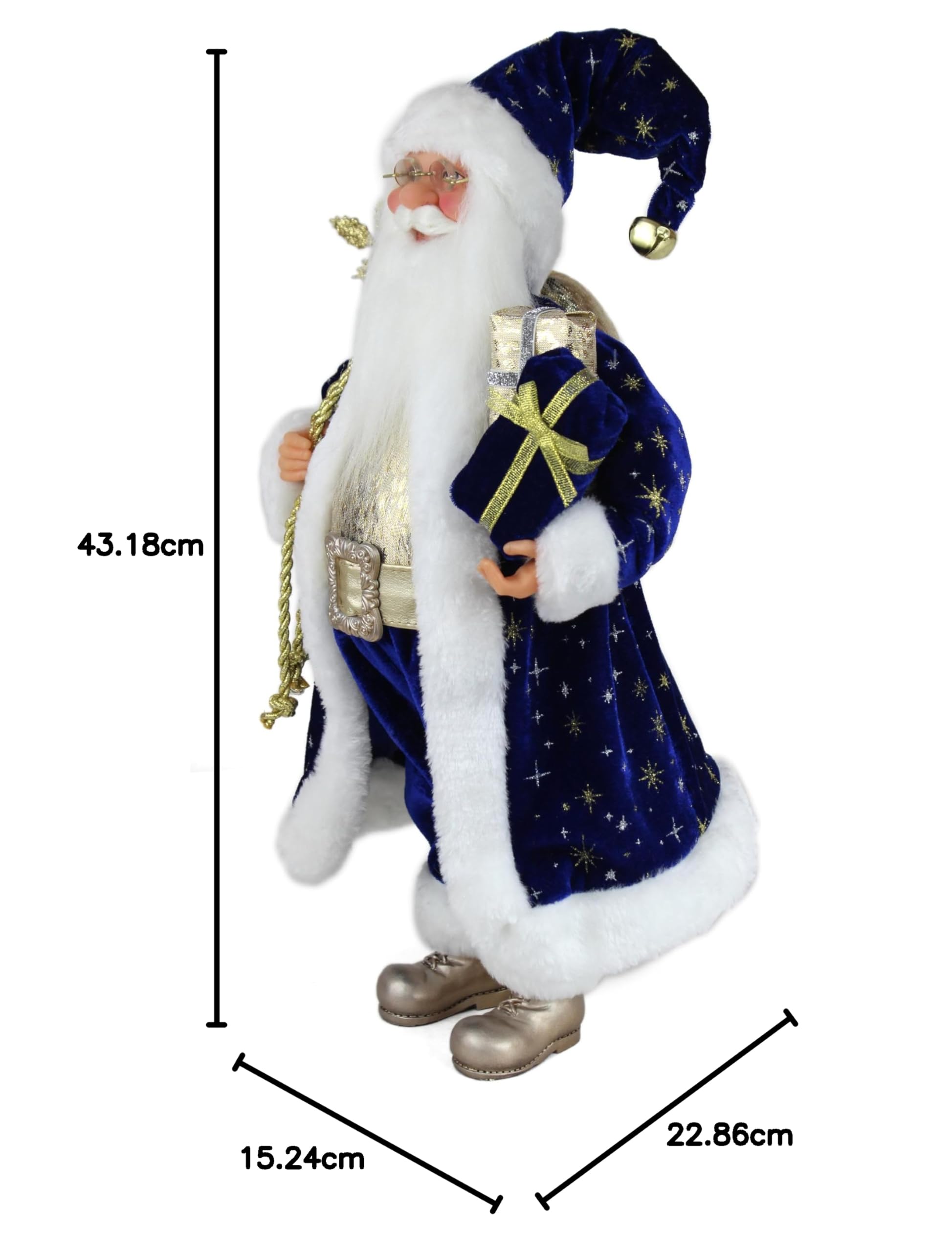 Windy Hill Collection 169480 Weihnachtsmann-Figur, stehend, Blau und Gold, 40,6 cm