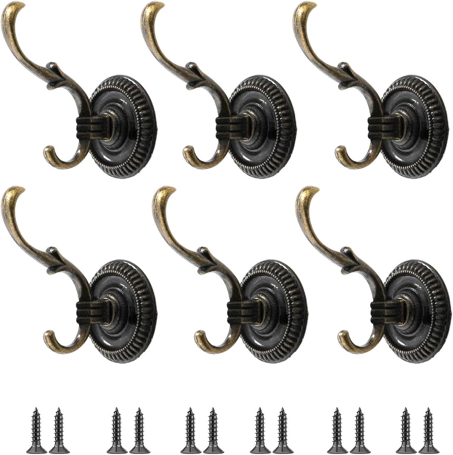 PAQWTYB Hooks, 6 Pack Retro Wall for Hanging Metal Coat Hook