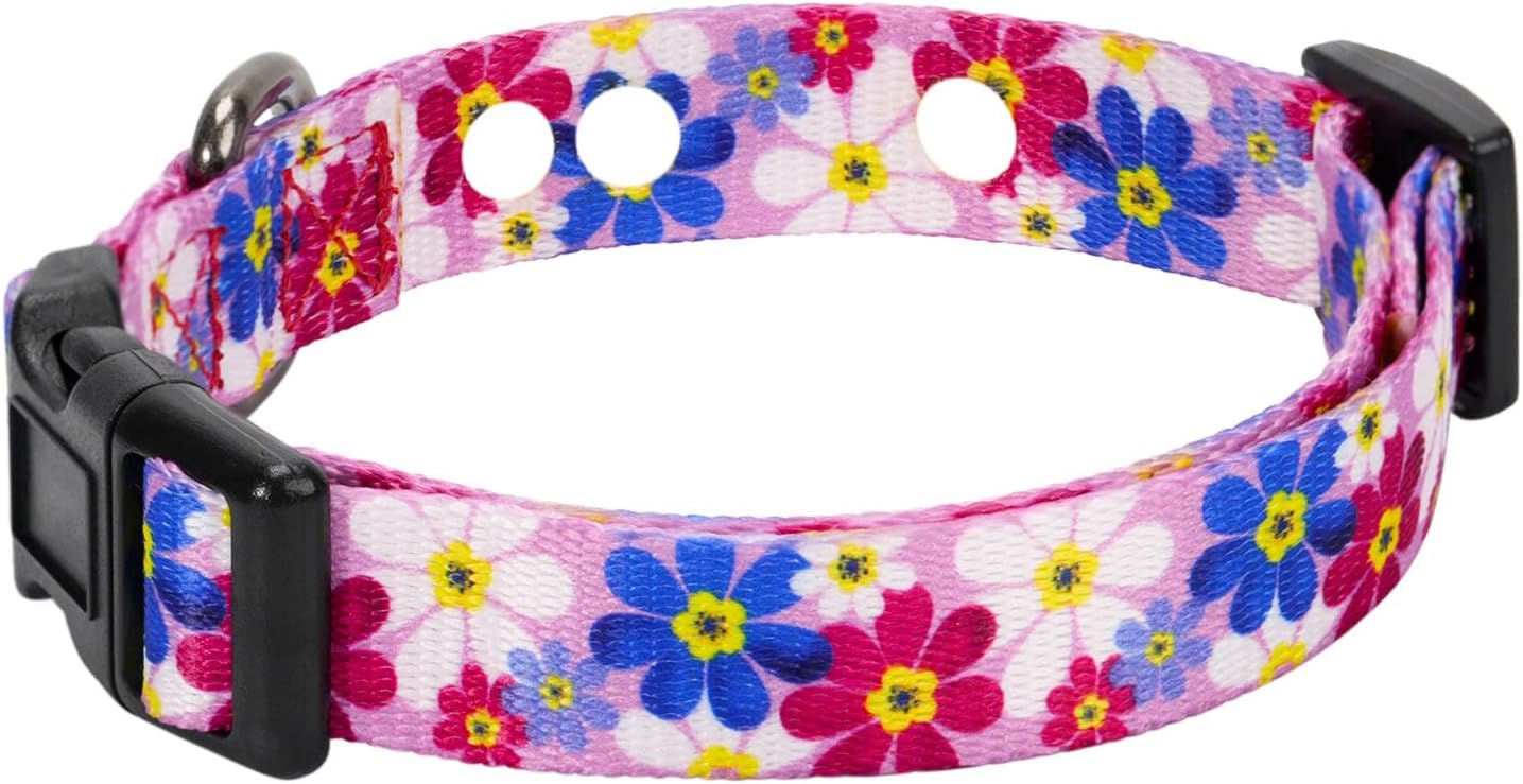 Replacement Collar for Shock Collar, E-Collar Replacement Strap, Pink Flowers, Medium