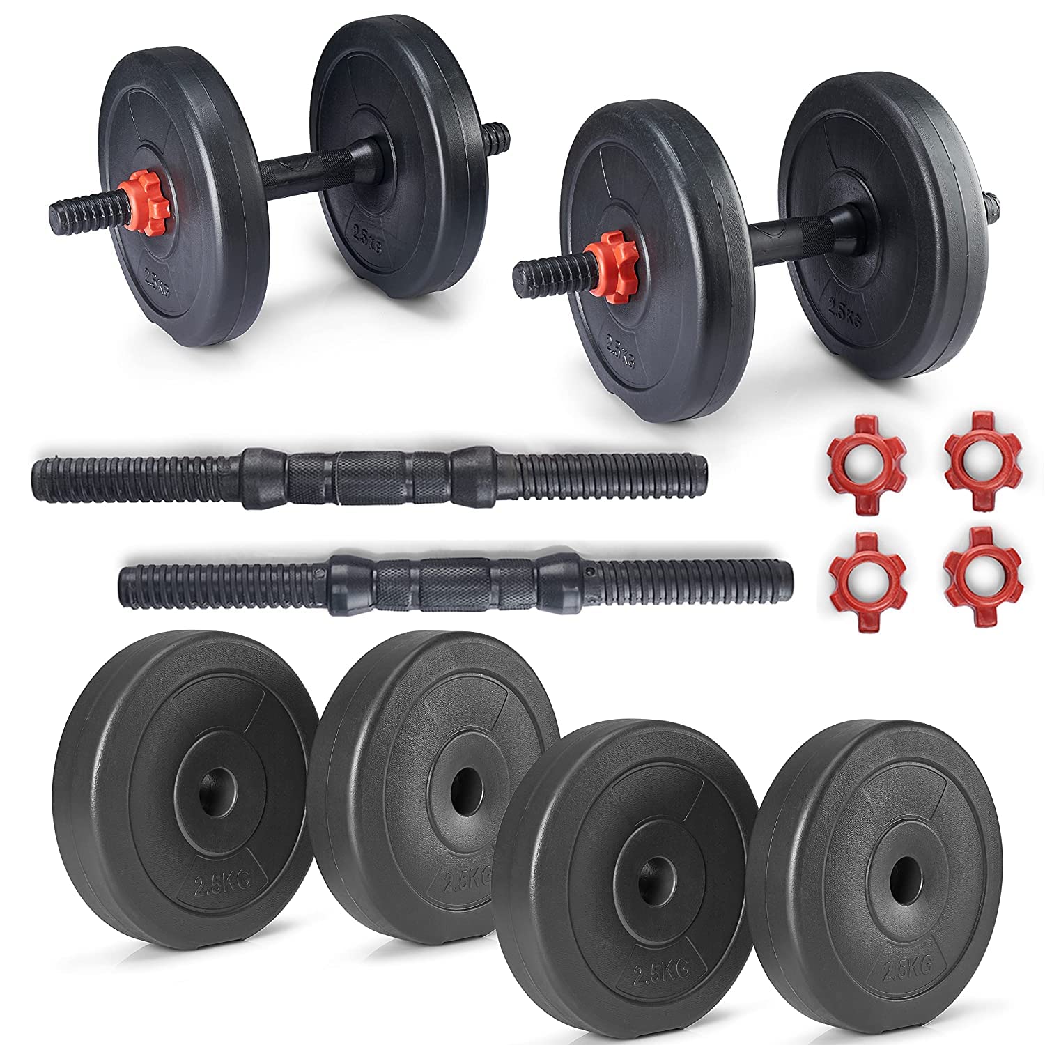 POWER FITNESS PVC Home Gym Adjustable Set (2.5Kg*4) Plate with Dumbbell Rod, 6 Months Warranty, Black (B0C55L4571) Amazon Price History, Amazon Price Tracker