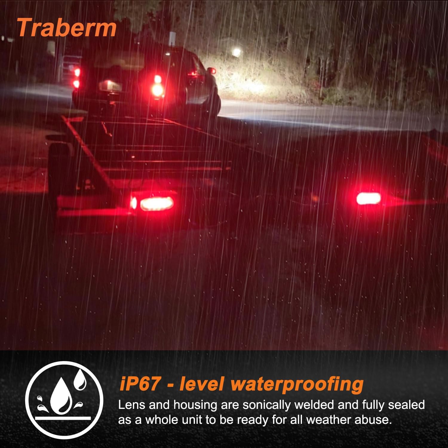 2Pcs Steel Trailer Light Box Housing Kit w/6" Inch Oval Led Trailer Tail Lights Red 10 LED And 2" Inch Round Led Side Markers Clearance Lamps Red 4 Led w/Grommets And Wire Connectors