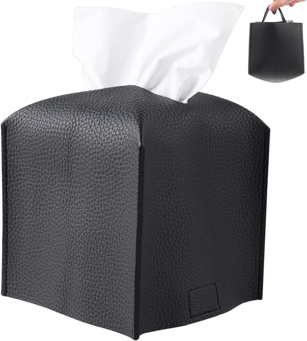 WXJ13 Tissue Box Cover Holder, 5 Inches Modern PU Leather