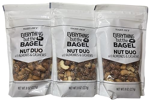 Trader Joe's Everything But The Bagel Nut Duo con almendras y anacardos (paquete de 3)