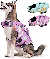 Vista 32 de Kuoser - Chaleco salvavidas para perros con tiras reflectantes - Chaleco ajustable de alta visibilidad, salvavidas de ripstop, preservador