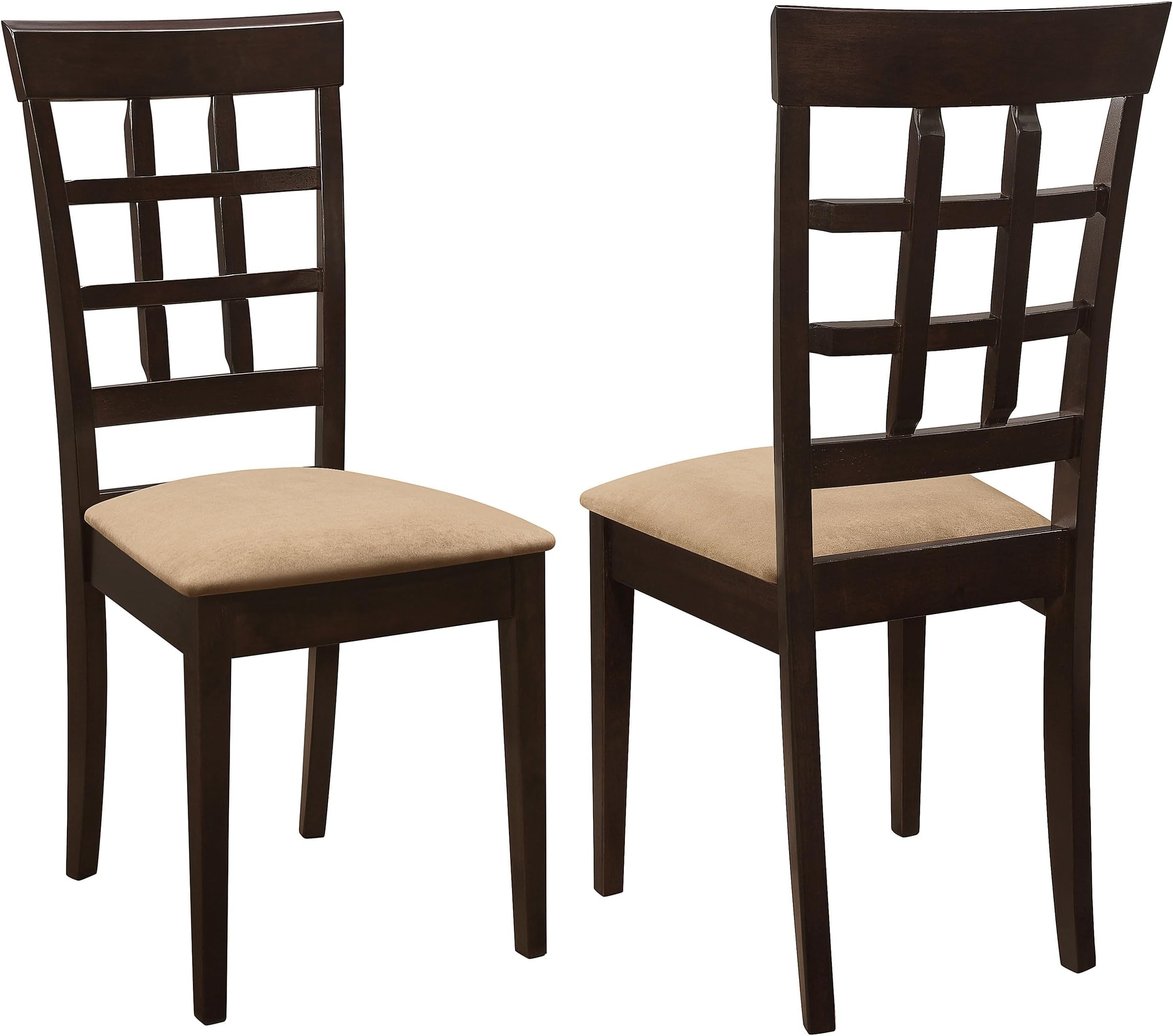 Coaster Home Furnishings - Gabriel - Wood & Fabric - Armless Dining Chairs with Checkered Back - Home Kitchen & Dining Room - Set of 2 - Cappuccino - 100772