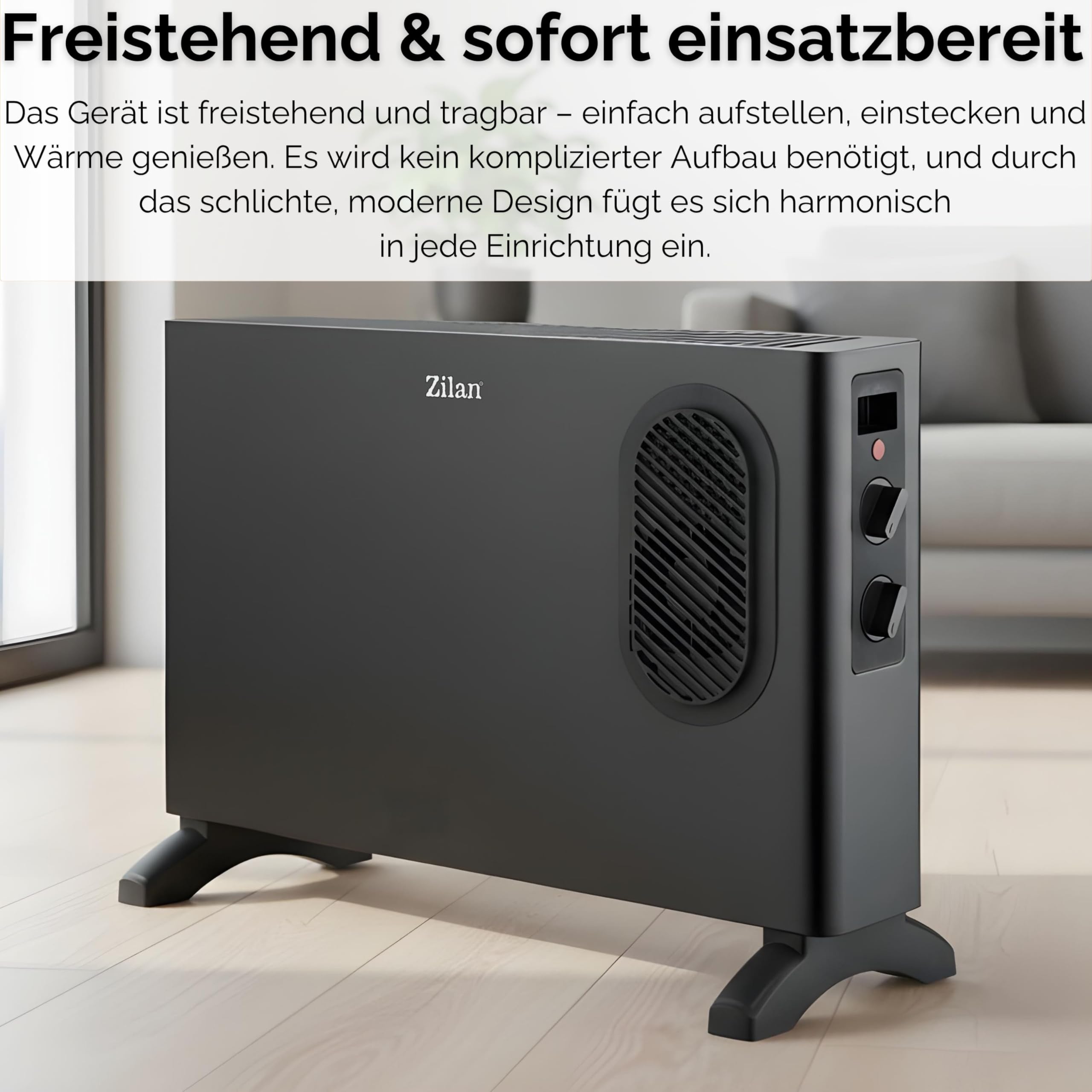 Grzejnik konwektorowy elektryczny z termowentylatorem – ogrzewanie elektryczne z dmuchawą – oddzielnie dołączany termowentylator – energooszczędny cichy – ogrzewanie elektryczne 2000 W – grzejnik