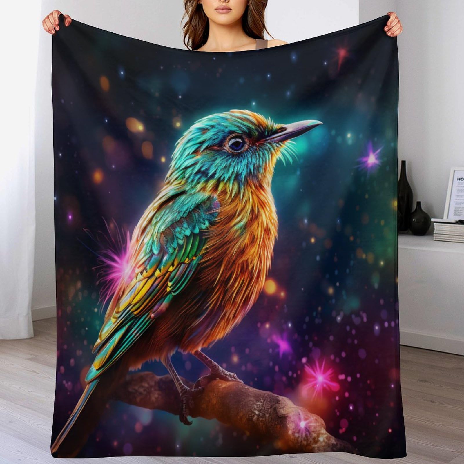 Couverture polaire en flanelle oiseau mignon 100x130cm drap lit ou canapé