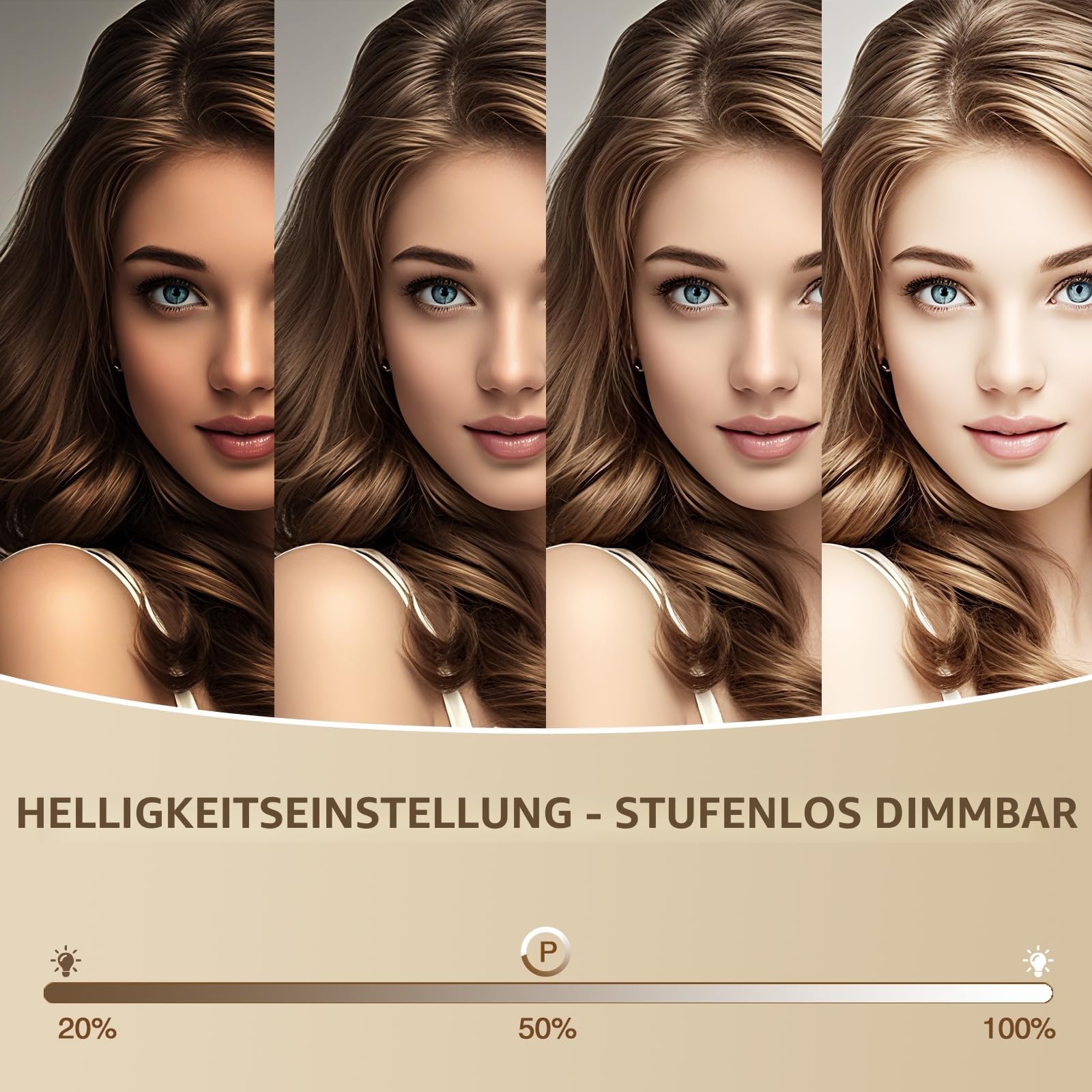 halumao Schminkspiegel mit Beleuchtung, 58 x 48 cm Hollywood schminktisch Spiegel mit Beleuchtung, 3 Modi Dimmbar Tischspiegel mit Touch-Schalter