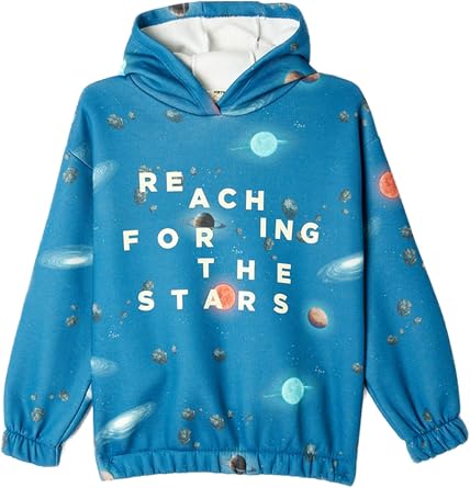 Kap onlu Sweatshirt Uzun Kollu Uzay Bask l   ardonlu