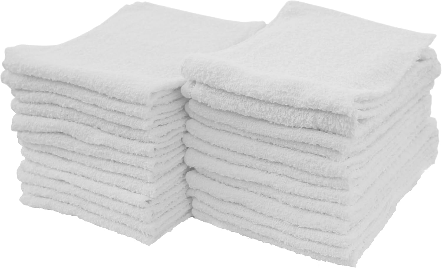 S&T INC. 24-Pack 100% Cotton Terry Cleaning Towels, 14x17 Inch White - Multipurpose Rags for Home, Car, Garage