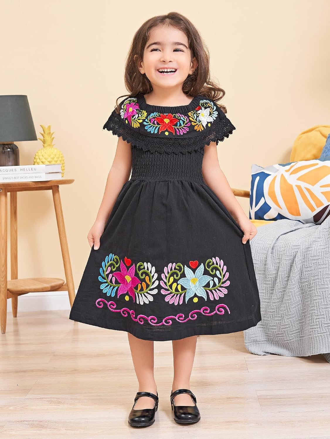 Mexican Dress for Girls Traditional Vestidos Mexicanos Cinco de Mayo Embroidered Dresser Toddler Kids