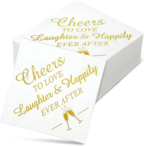 Miniatura 1 de 200 servilletas de boda Mr and Mrs Gold Cocktail Beverage Servilletas desechables de despedida de soltera para decoración de bodas fiestas de