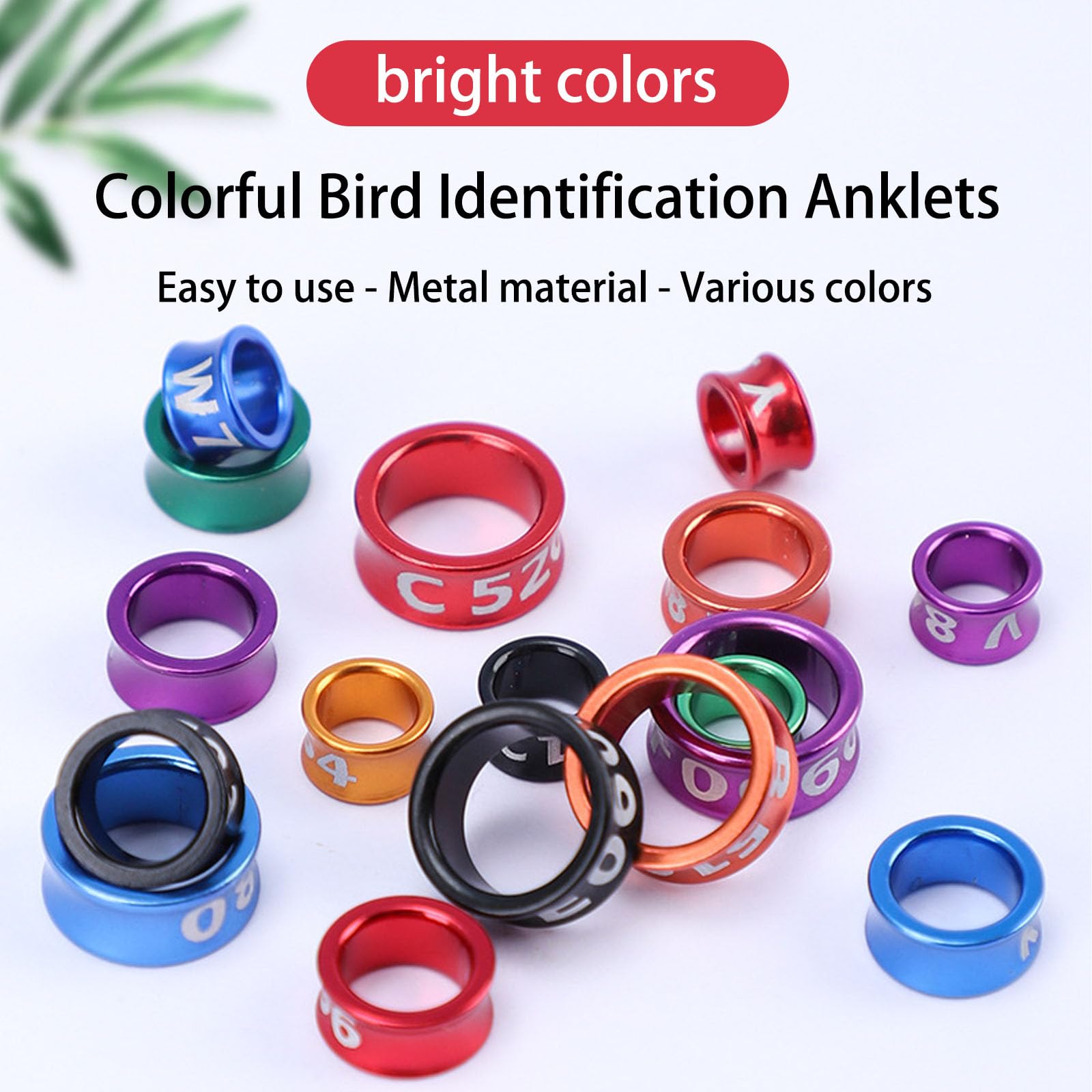 Anillos de identificación de aves para patas, bandas numeradas de aleación de aluminio para pinzas, 50 unidades