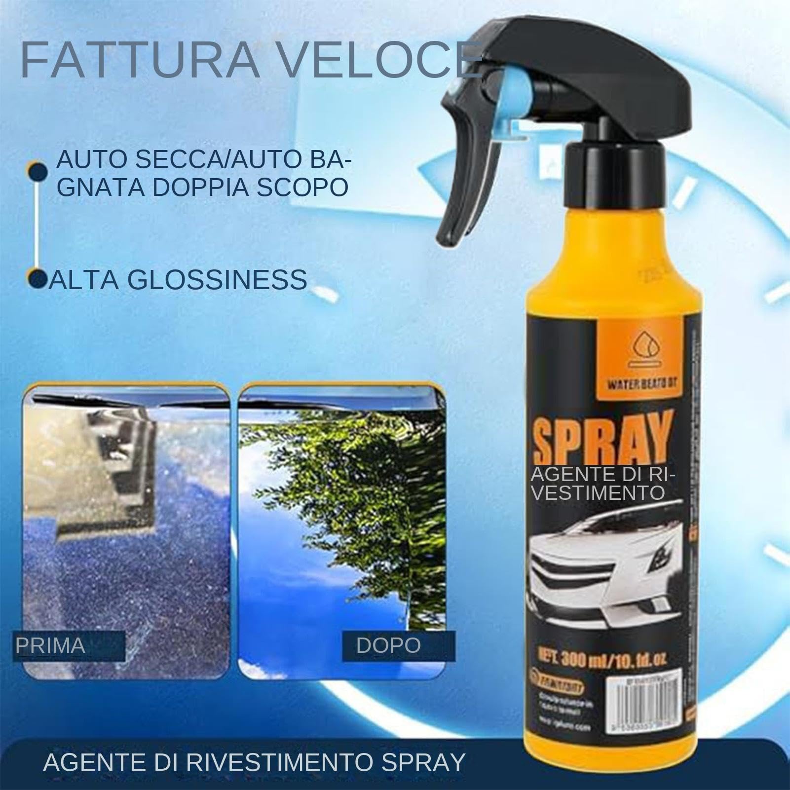 Spray Rivestimento Ceramico Idrofobo Nano Auto — Protezione Vernice SiO2 Facile Spruzzo & Valorizzante Lucentezza | Formula Auto-Pulente Idrorepellente Ripristina & Mantiene Esterno