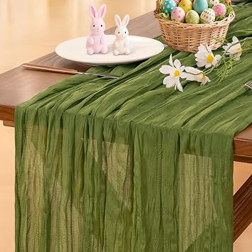 Rustic Moss Green Table Runner
