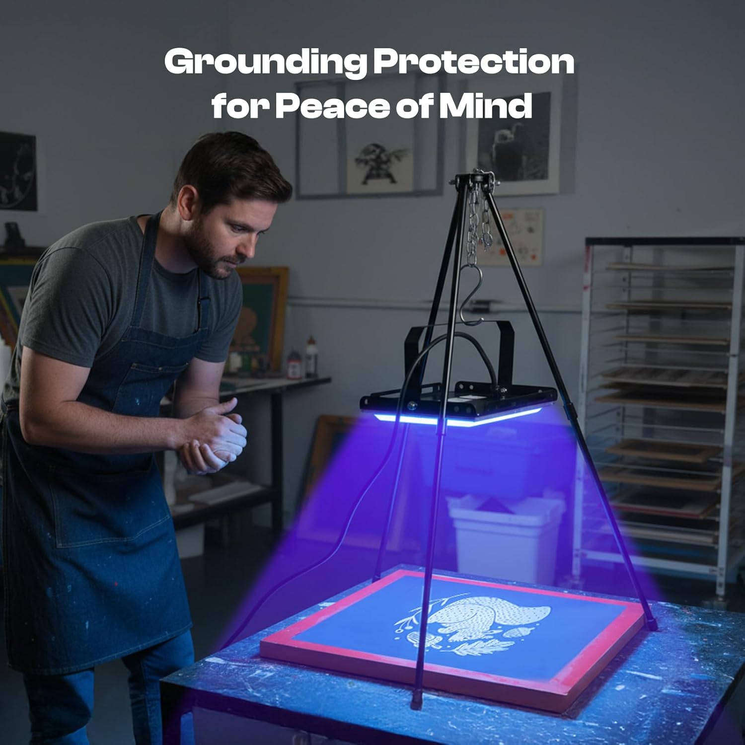 Caydo 50W LED Exposure Unit for Screen Printing, UV Screen Printing Curing Lamp with Light Stand, UV Light for Resin Curing and Cyanotypes