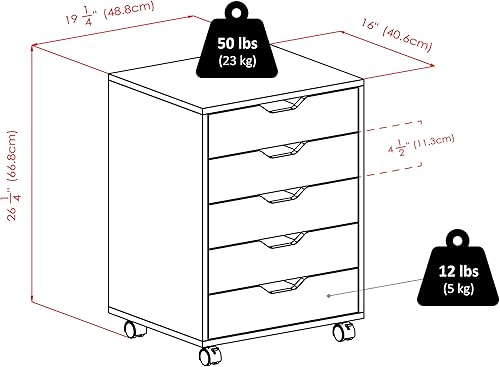 Miniatura 3 de Armario Winsome Halifax para aparadoroficina 5 cajones Madera Negro