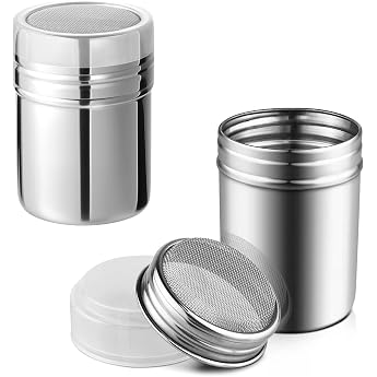 Set of 2 icing sugar shakers flour shakers with fine sieve and lid