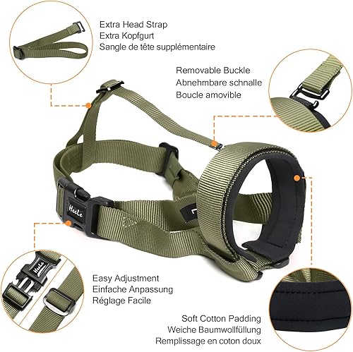 Miniatura 4 de HEELE Bozal para perro de tamaño mediano y grande, para dejar de morder, ladrar y masticar, suave y transpirable, bebible con lazo ajustable, bozal