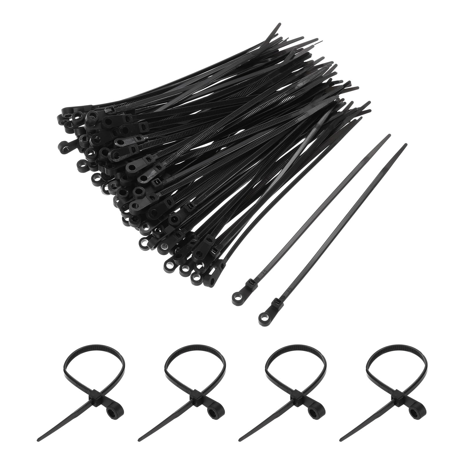 QUARKZMAN 500pz 200mm/8" 40 Lbs Montaggio Testa Cavo Cerniera Fascette Autobloccante Lungo Nylon Cavo Fascetta 3,6mm/0,14" Fascette per Cavi Gestione Nero