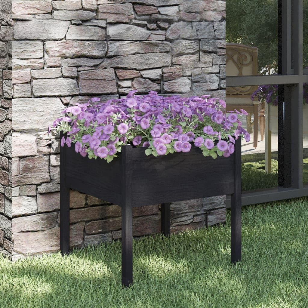 NQJIBUE Item-Garden Planter Black 70x70x70 cm Solid Pinewood,Lawn & Garden,Gardening,Pots & Planters