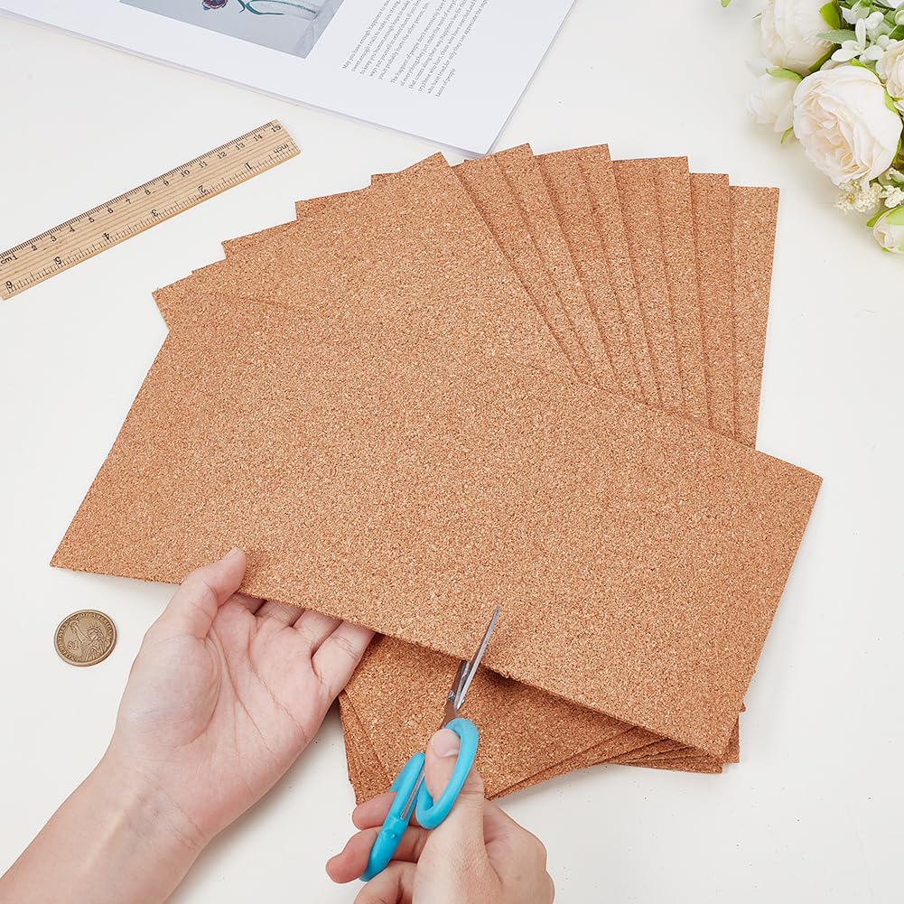 OLYCRAFT 10pz bacheca Rettangolare 30x15cm In Sughero di Legno Non Autoadesivo Spessore 0.2cm Fogli di Supporto In Sughero Isolante Rettangolari per Sottobicchieri Decorazioni Murali Forniture