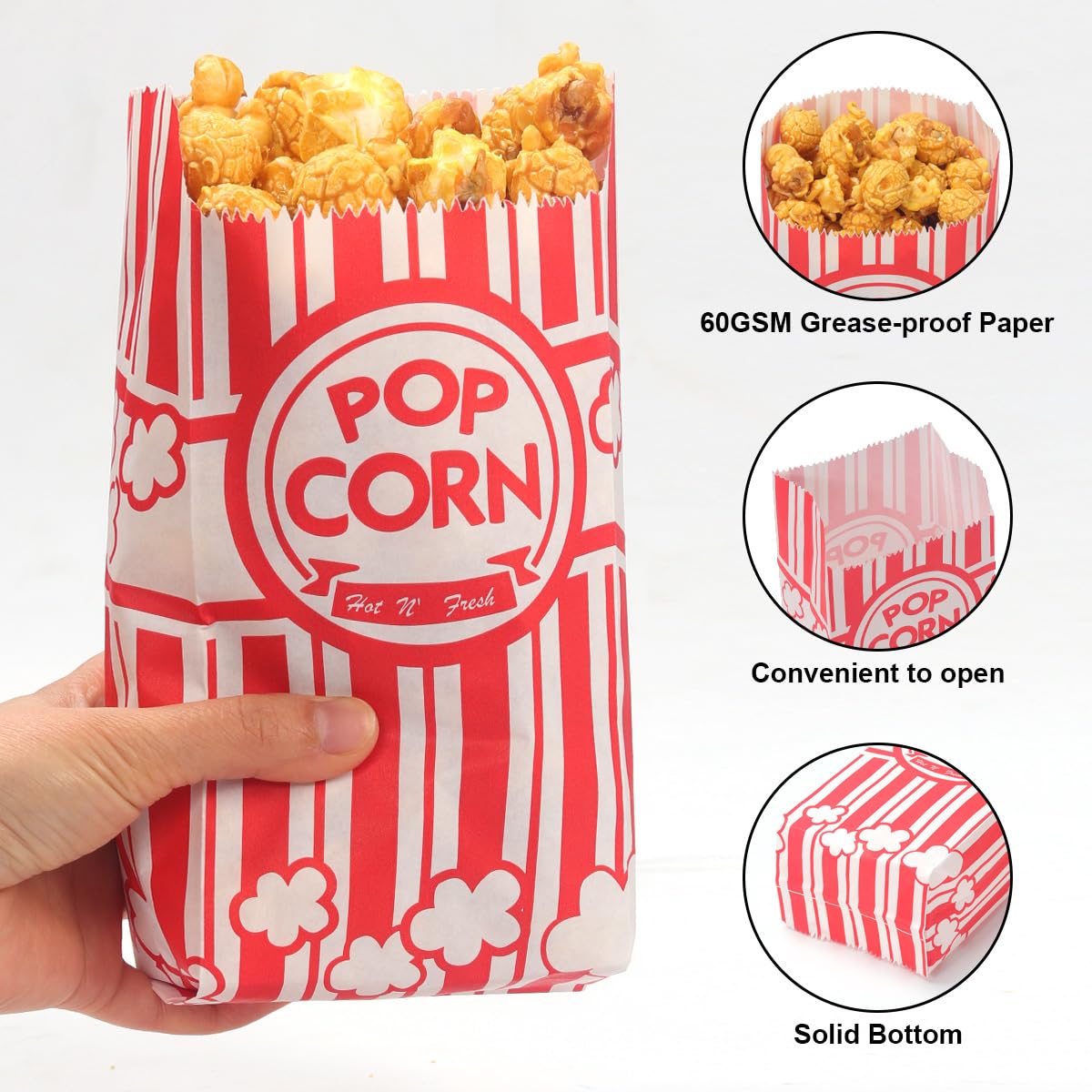 300 Stück Popcorn-Tüten, 28 g, 60 g/m², fettdicht, Papier-Popcornbeutel, Großpackung für Party, einzelne Portionen für Popcorn-Maschinen, Filmabende, Party und Takeout