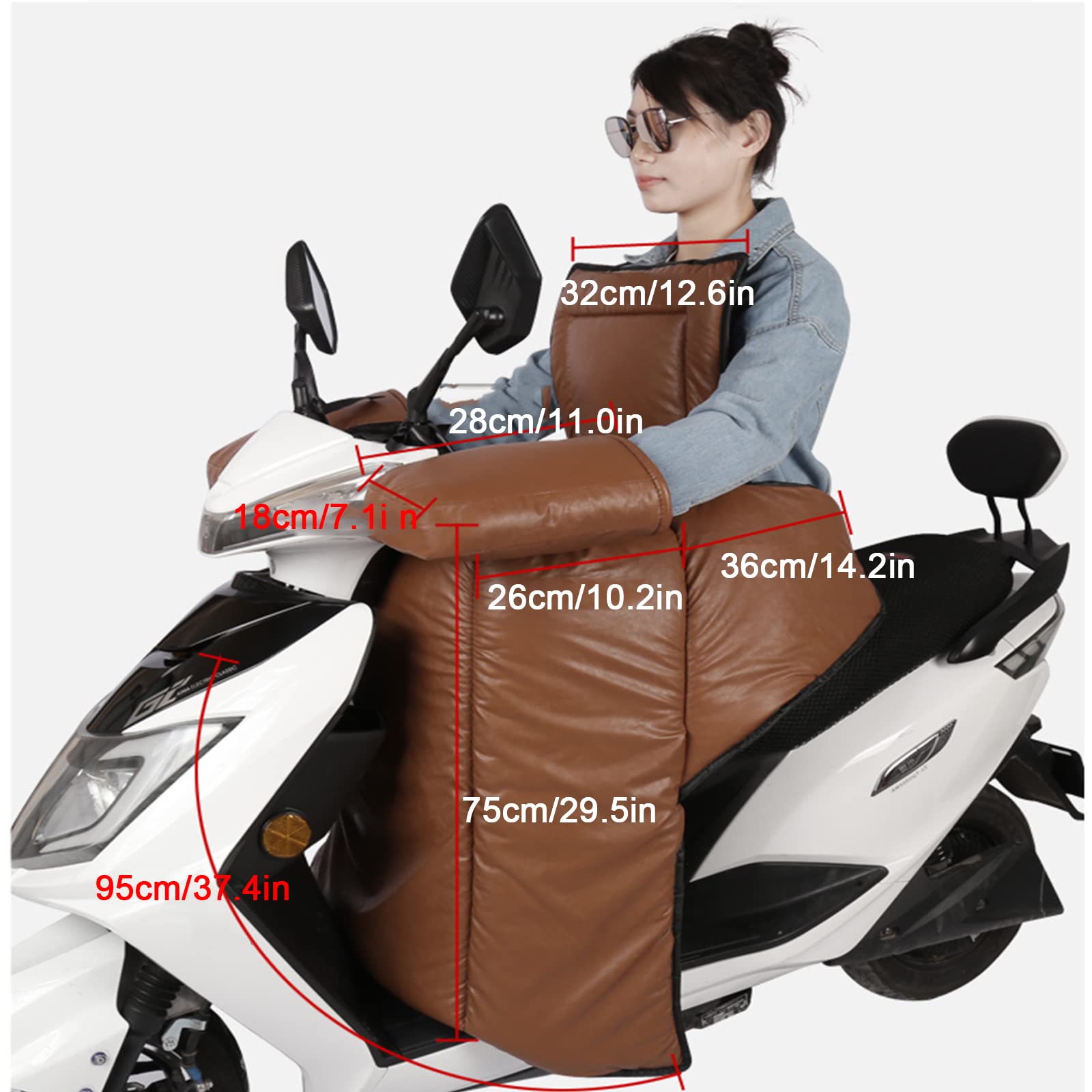 Pare-Brise de Voiture électrique, Pare-Brise en Cuir PU imperméable et Anti-Pluie pour l'hiver, Chaleur de Scooter électrique, Coupe-Vent, Protection des Jambes de Scooter Chaud,Marron