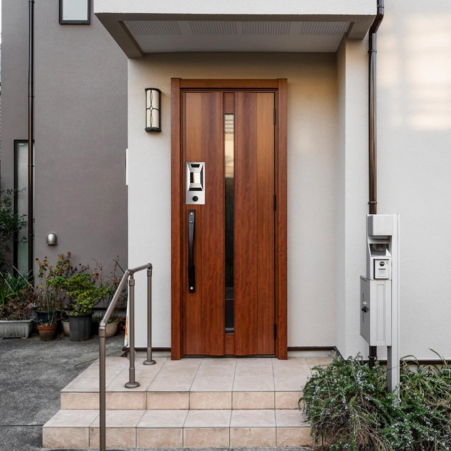 Auth Florence, High Quality, Non Electric, Mechanical Door Chime, Doorbell and Viewer #689 (Silver Powder Coated Metal)