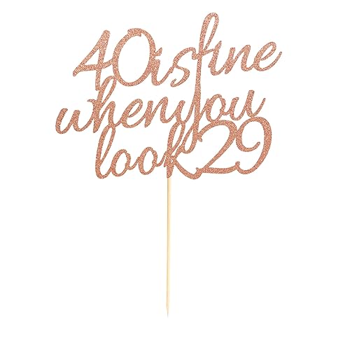 Vista 13 de Arthsdite 40 Is Fine When You Look 29 – Decoración para pastel de cumpleaños – 40 cumpleaños para mujeres, jefas, esposa, compañeros de trabajo