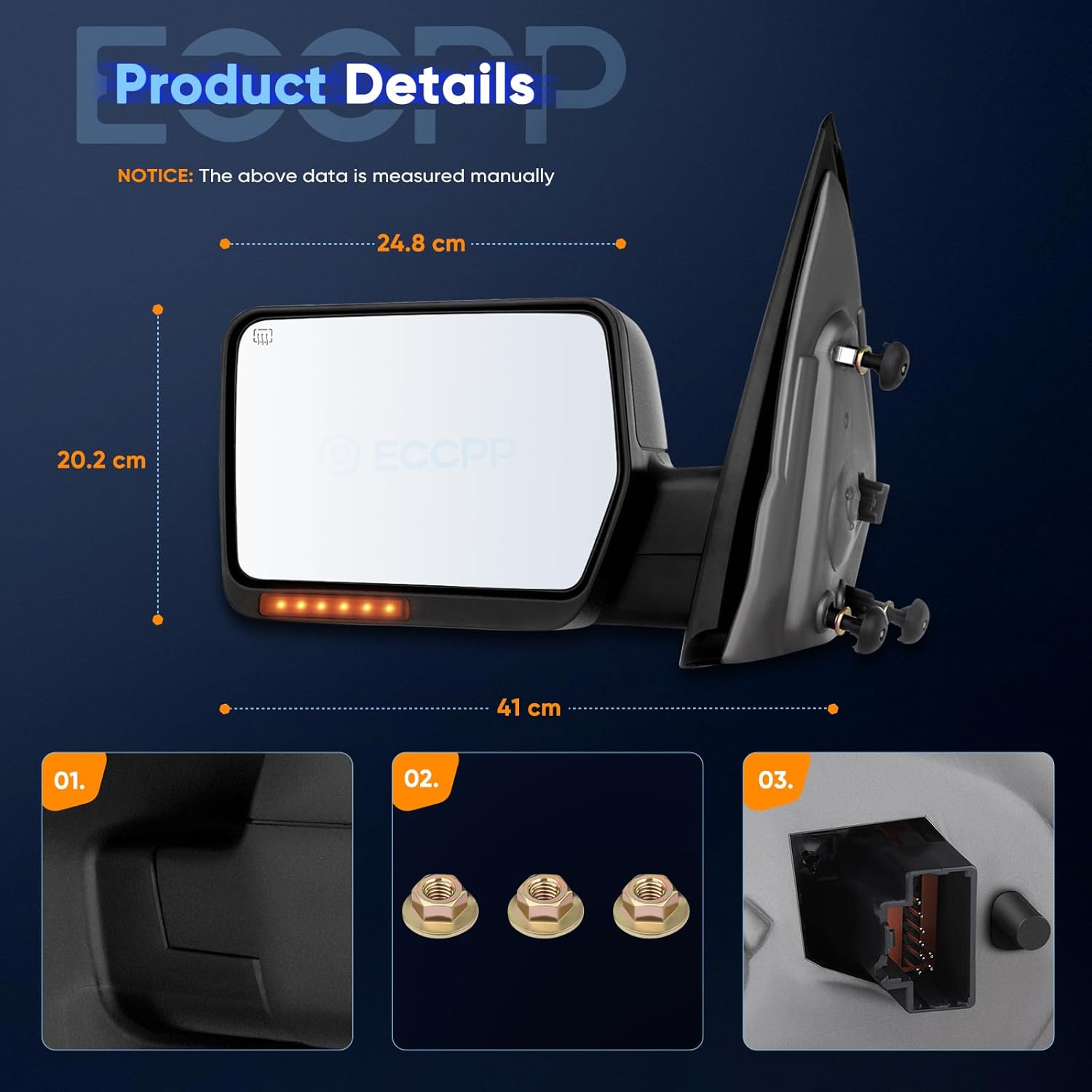 ECCPP Towing Mirrors Replacement Fit For 2004-06 For Ford For F-150 Truck Pair Set Power Heated Signal Lighted Side View