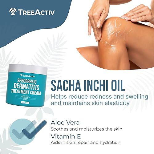 Miniatura 6 de TreeActiv Crema de dermatitis seborreica, 8 onzas, crema de psoriasis para cara y cuerpo, tratamiento hidratante de dermatitis seborreica, crema