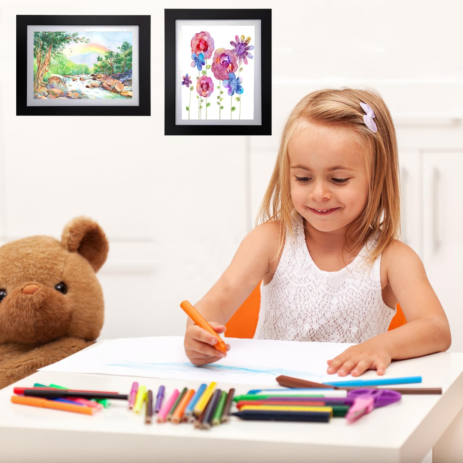 Lukione 2 Stück Bilderrahmen Kinderzeichnungen A4, Frontöffnung Kinder-Kunstwerk Rahmen austauschbar A4 für Kunst Bilder, Handwerk, Kinder-Zeichnung, Portfolio, hält 50-100 Kunstwerke