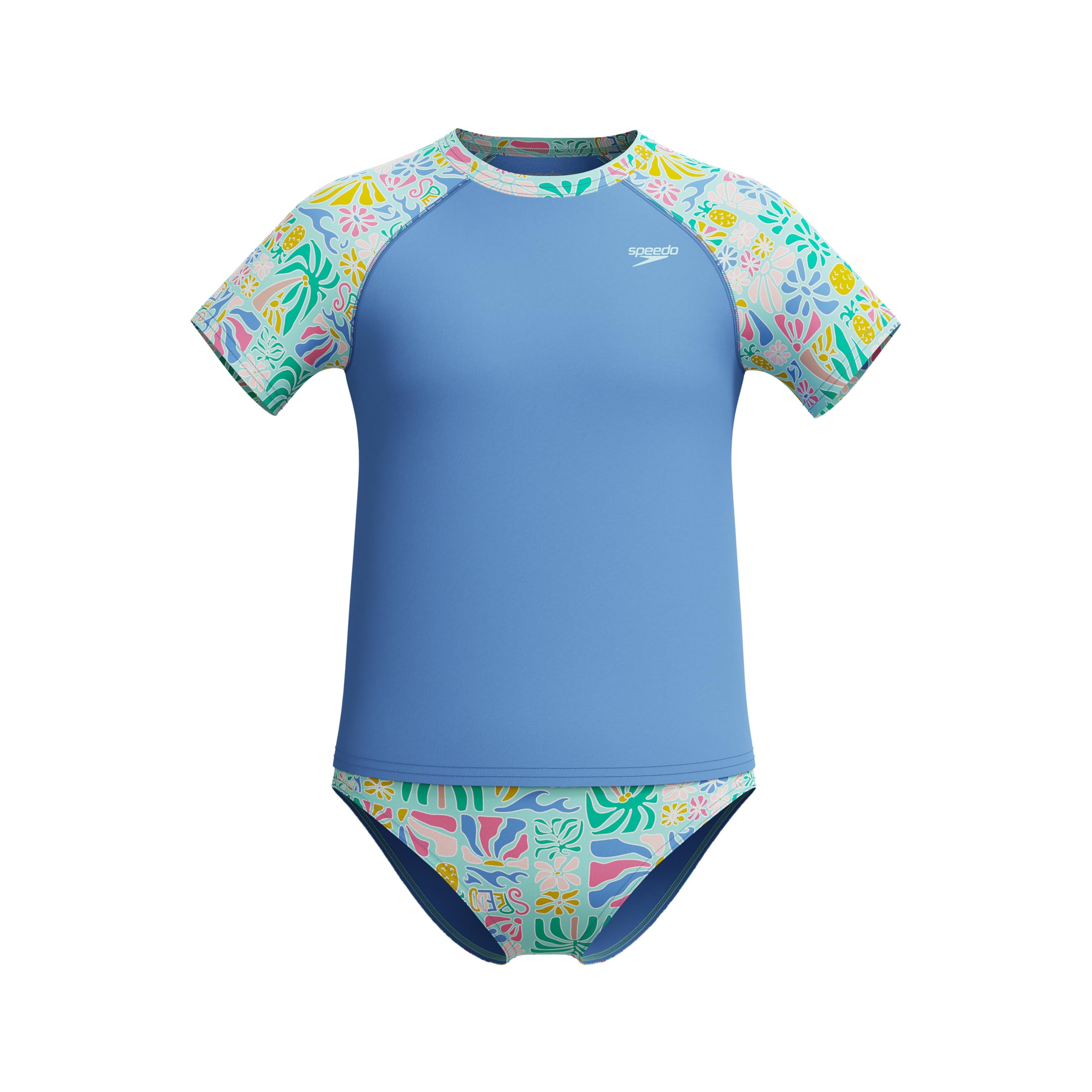 Speedo Uv Schwimmshirt für Mädchen, kurzärmelig, Rashguard-Set