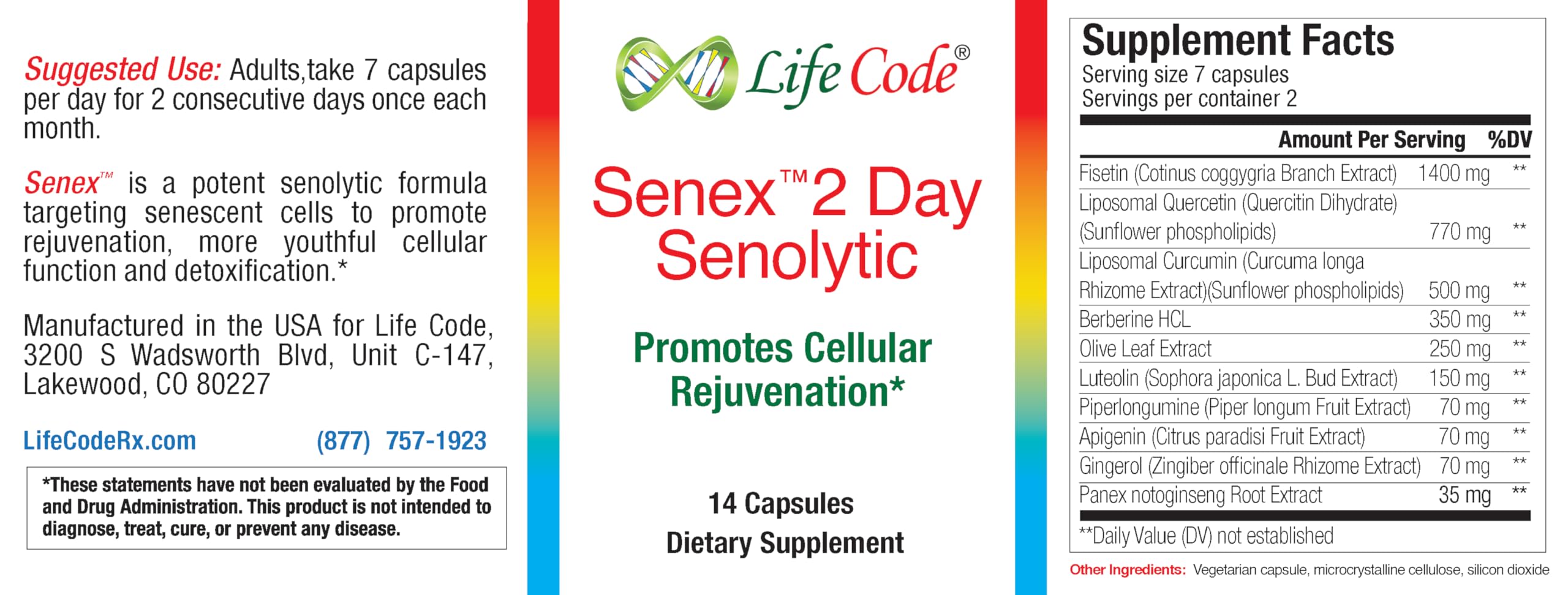 Amazon.com: Senex 2 Day Senolytic Complex Supports Elimination of