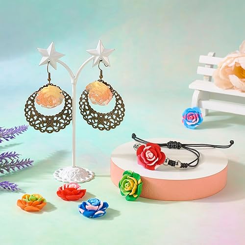 Miniatura 3 de Craftdady Cabujones florales de espalda plana sin perforar con diseño de camafeo para la fabricación de joyas