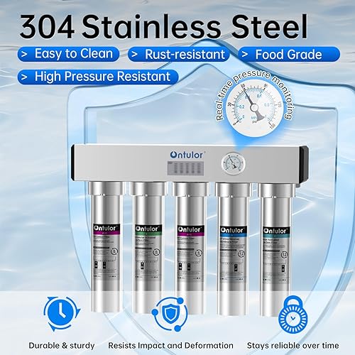 Miniatura 2 de Ontulor S2OP-U1 Sistema de filtro de agua para debajo del fregadero, sistema de filtración sin tanque de acero inoxidable de 0.01 micrones con
