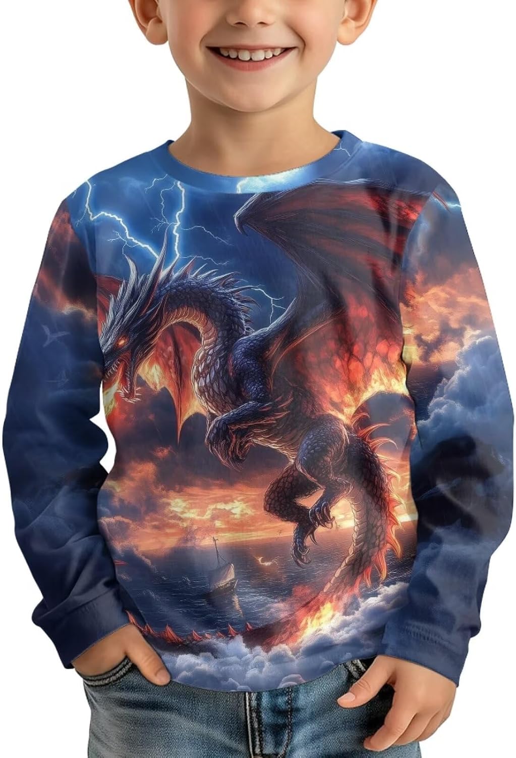 Uourmeti Long Sleeve Tops for Boys Graphic T Shirts