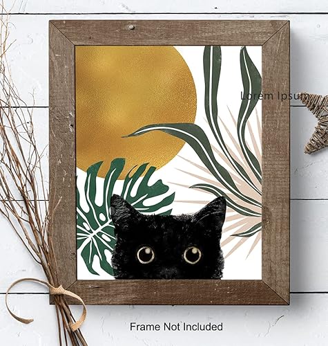 Vista 8 de Mid Century Cat Wall Art - Abstract Wall Art - Minimalist Wall Decor - Aesthetic Room Decor - Botanical Mid-century modern Wall Decor - Cat Wall
