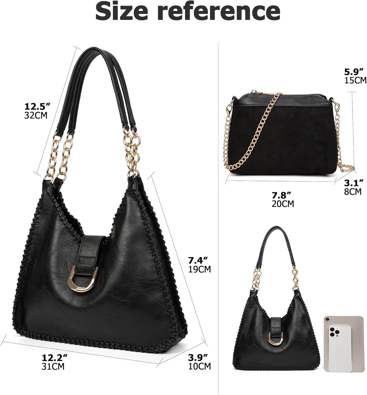 Miniatura 2 de Sweetovo Bolsas de mano para mujer, juego de bolsos vintage, de cuero vegano, bolsa mediana y bolso cruzado para viajes