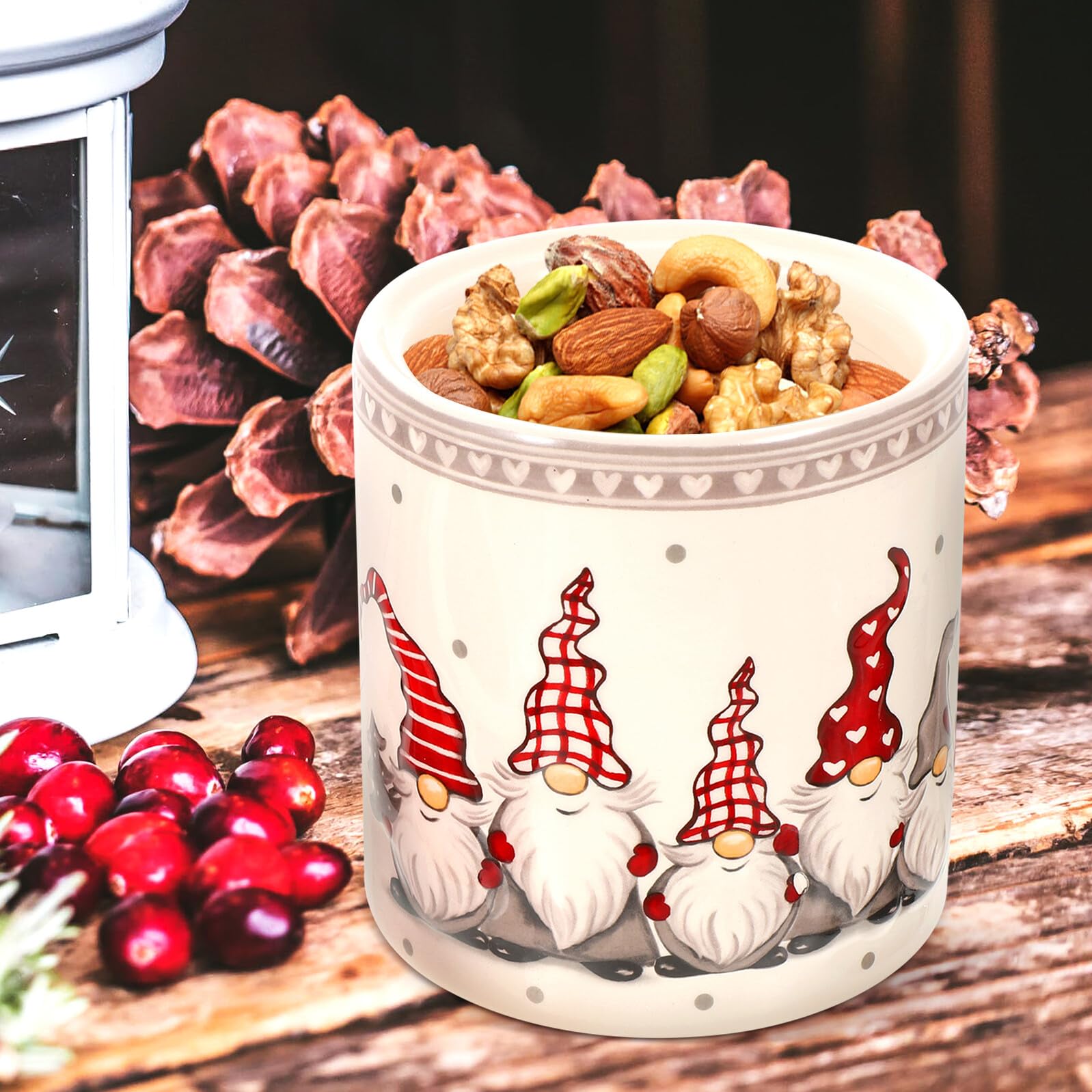 DECHOUS Barattolo per Alimenti in Ceramica con Coperchio Sigillante Contenitore per la Conservazione di Cereali e Tè Barattolo Ermetico Natalizio per Mantenere Freschi Snack e Spezie